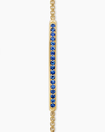 Petite Pavé Bar Bracelet in 18K Yellow Gold with Blue Sapphires, 1.7mm