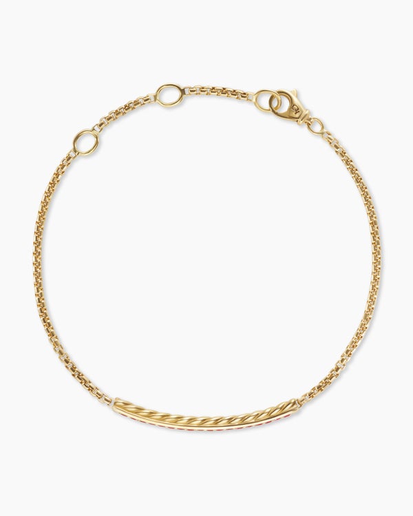 Bracelet à barre Petite Pavé en or jaune 18 carats avec rubis, 1,7 mm