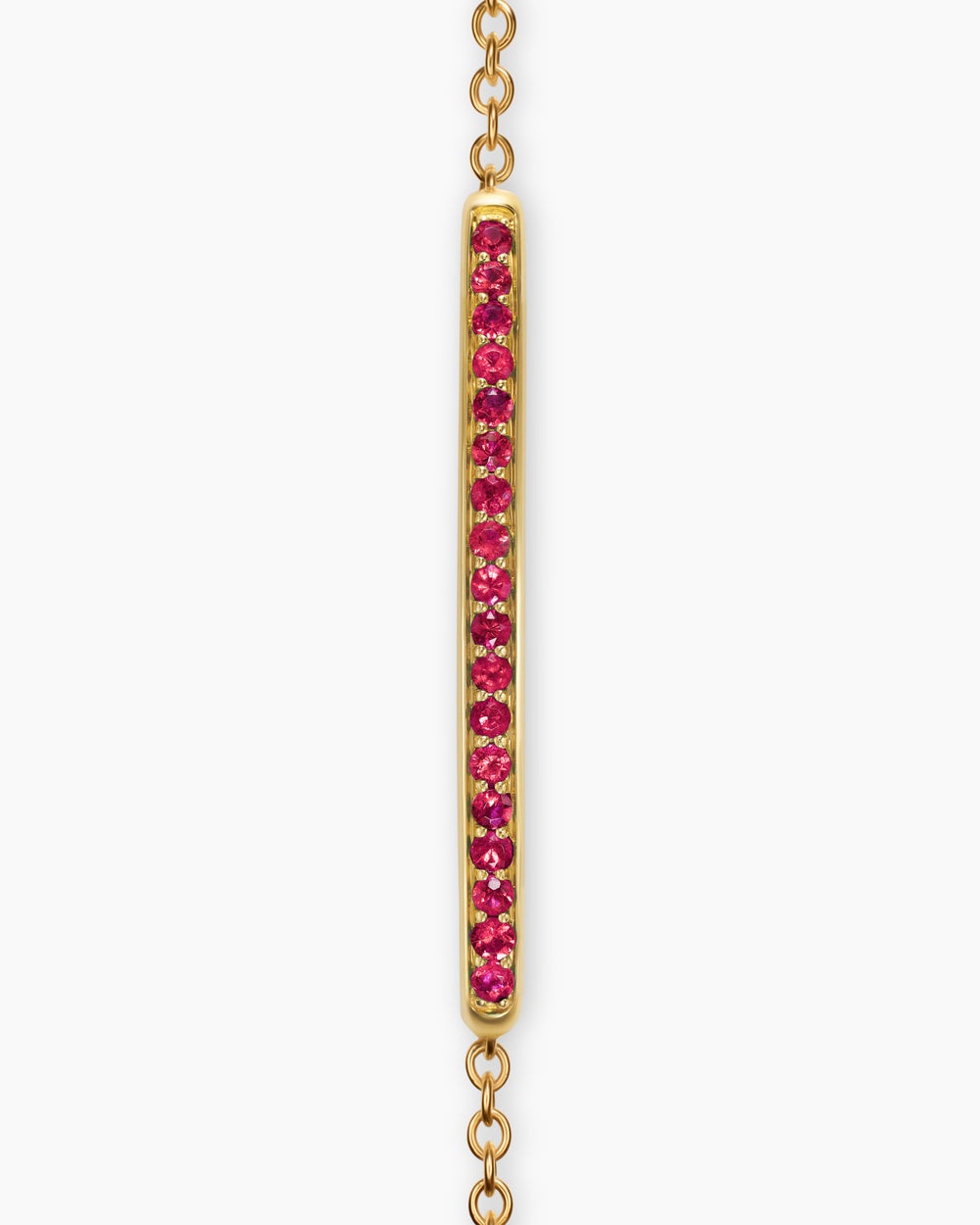 Womens Petite Pavé Bar Bracelet in 18K Yellow Gold with Rubies, 1.7mm