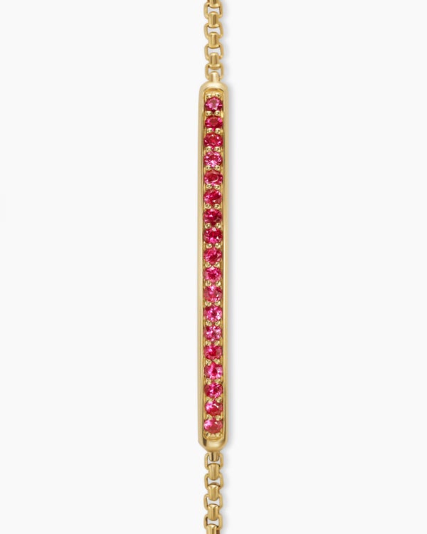 Bracelet à barre Petite Pavé en or jaune 18 carats avec rubis, 1,7 mm
