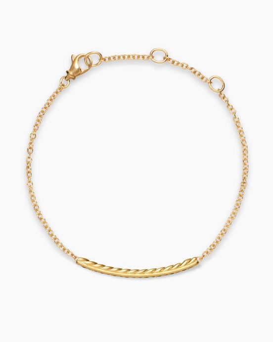 Petite Pavé Bar Bracelet in 18K Yellow Gold with Rainbow Pavé, 1.7mm