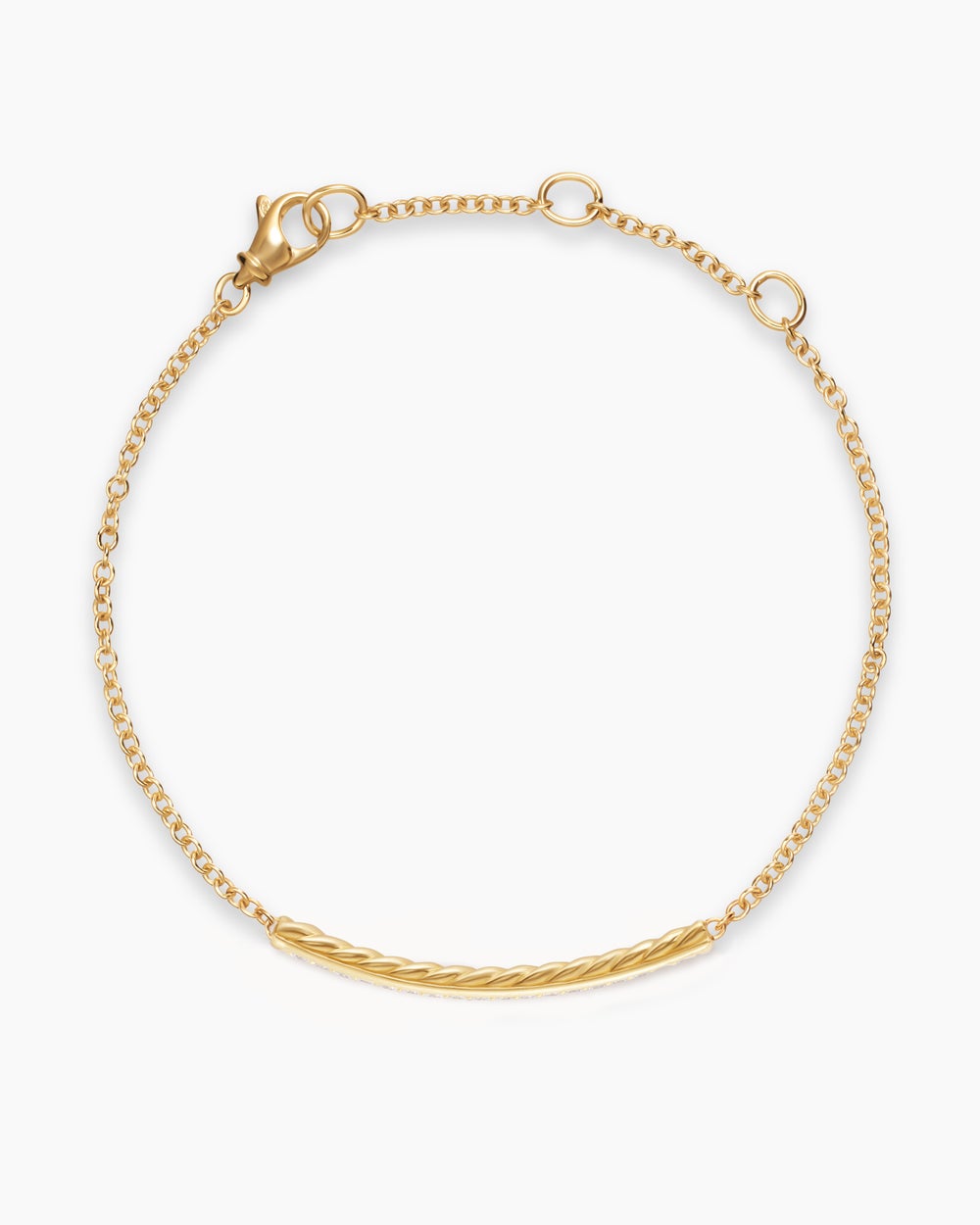 Womens Petite Pavé Bar Bracelet in 18K Yellow Gold with Diamonds, 1.7mm