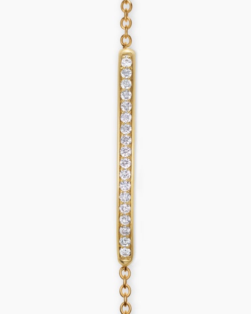 Womens Petite Pavé Bar Bracelet in 18K Yellow Gold with Diamonds, 1.7mm