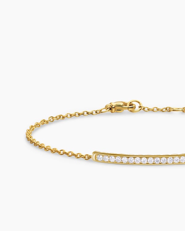 Bracelet à barre Petite Pavé en or jaune 18 carats avec diamants, 1,7 mm