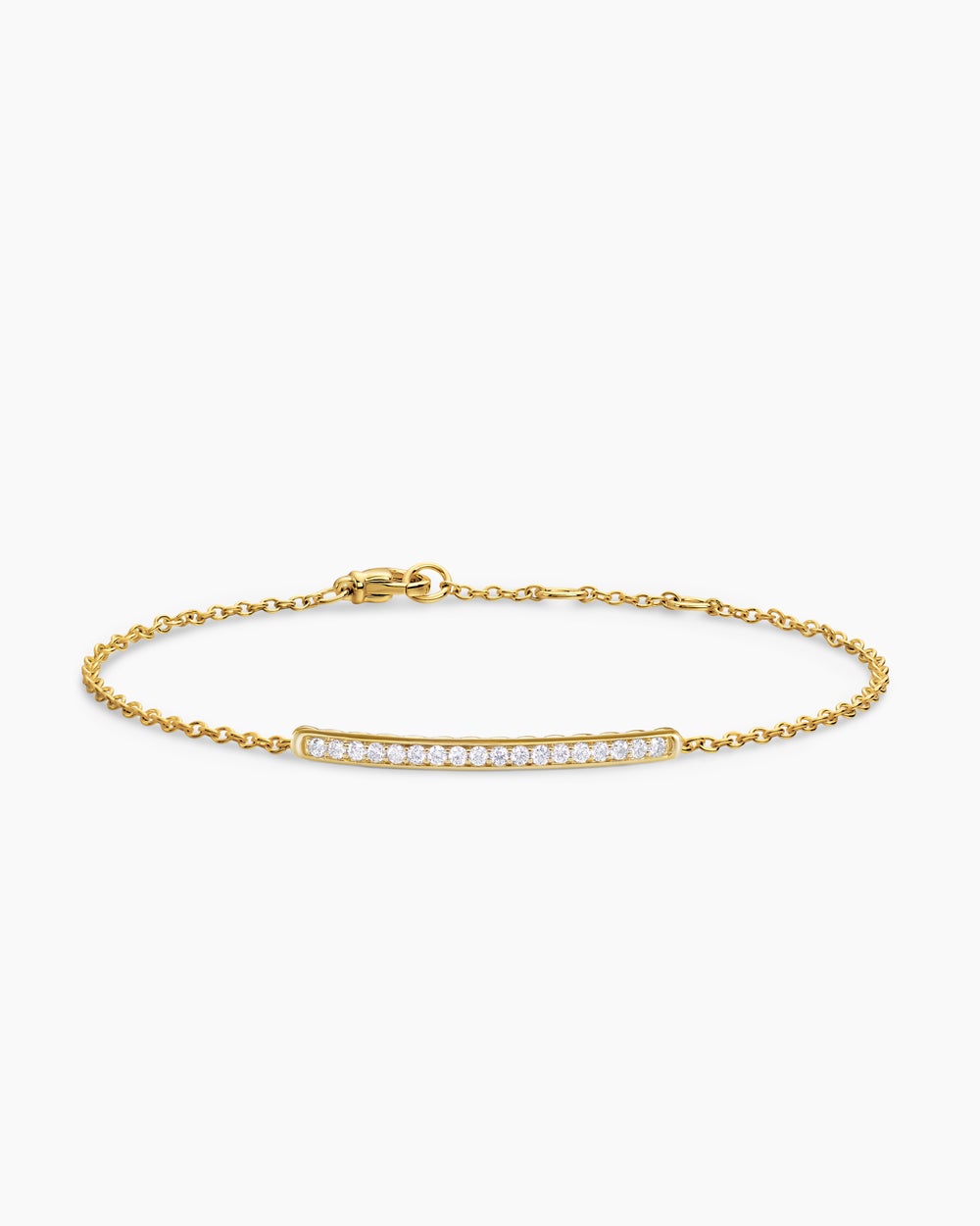 Womens Petite Pavé Bar Bracelet in 18K Yellow Gold with Diamonds, 1.7mm