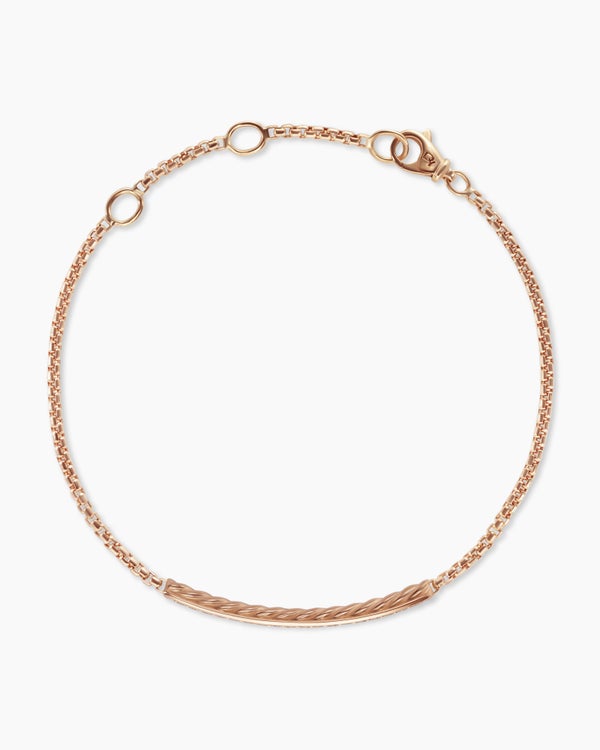 Petite Pavé Bar Bracelet in 18K Rose Gold with Cognac Diamonds, 1.7mm