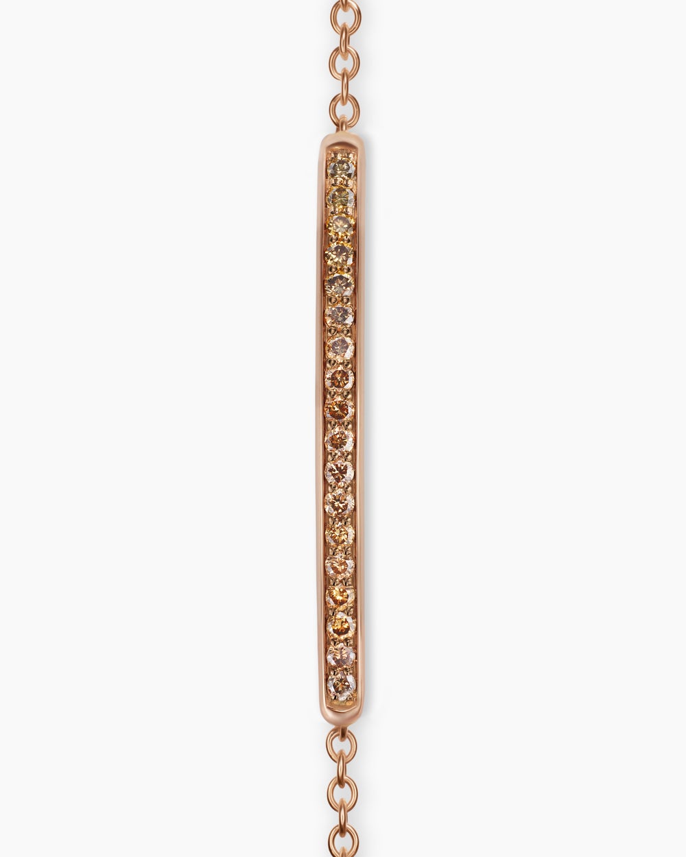 Womens Petite Pavé Bar Bracelet in 18ct Rose Gold with Cognac Diamonds, 1.7mm