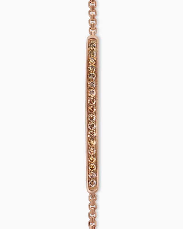 Petite Pavé Bar Bracelet in 18K Rose Gold with Cognac Diamonds, 1.7mm