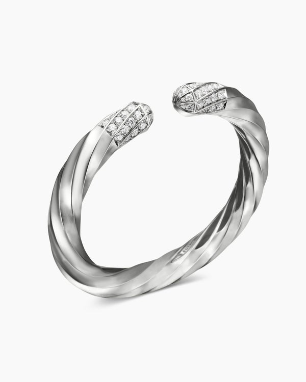 Cable Edge® Bracelet in Sterling Silver with Diamonds, 9mm