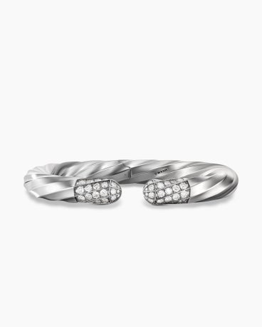 Cable Edge® Bracelet in Sterling Silver with Diamonds, 9mm
