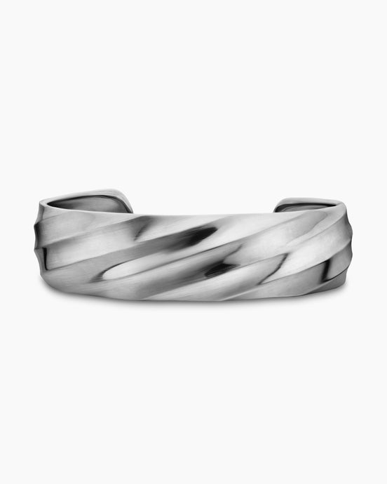 Cable Edge Cuff Bracelet in Sterling Silver, 17mm