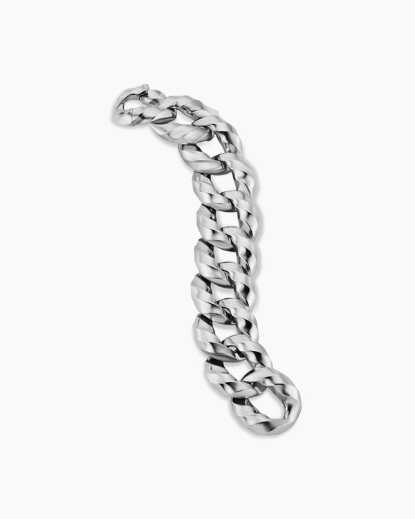 Cable Edge Curb Chain Bracelet in Sterling Silver, 23mm