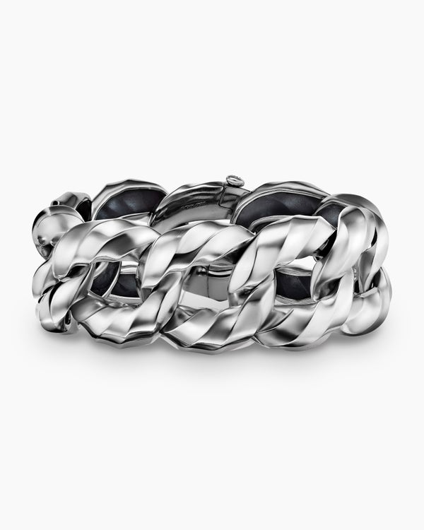 Cable Edge Curb Chain Bracelet in Sterling Silver, 23mm