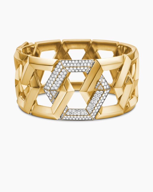 Carlyle™ Bracelet in 18K Yellow Gold with Diamonds, 32mm