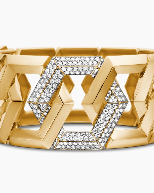 Carlyle™ Bracelet in 18K Yellow Gold with Diamonds, 32mm