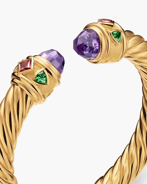 Renaissance® Cablespira® Bracelet in 18K Yellow Gold with Amethyst, Pink Tourmaline and Tsavorite, 9mm