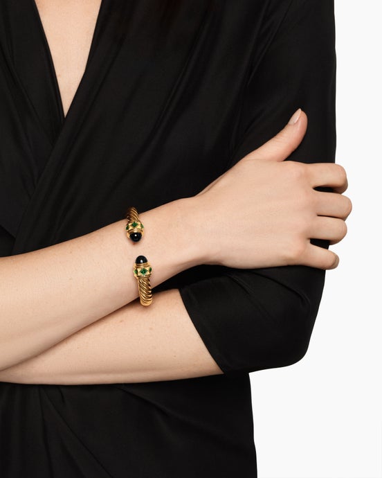 Renaissance® Cablespira® Bracelet in 18K Yellow Gold with Black Onyx and Tsavorite, 9mm