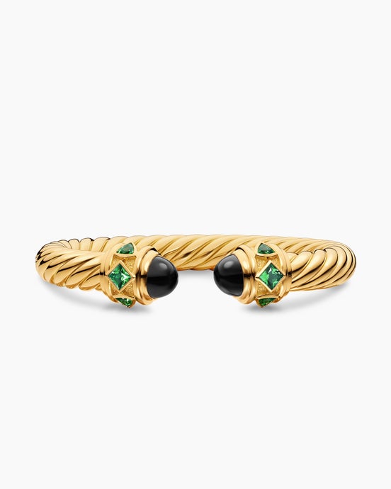 Renaissance® Cablespira® Bracelet in 18K Yellow Gold with Black Onyx and Tsavorite, 9mm