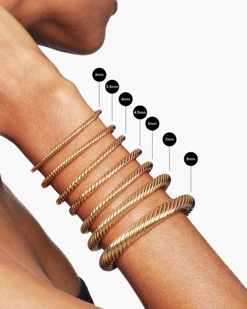 Womens Renaissance Cablespira Bracelet in 18K Yellow Gold, 9mm
