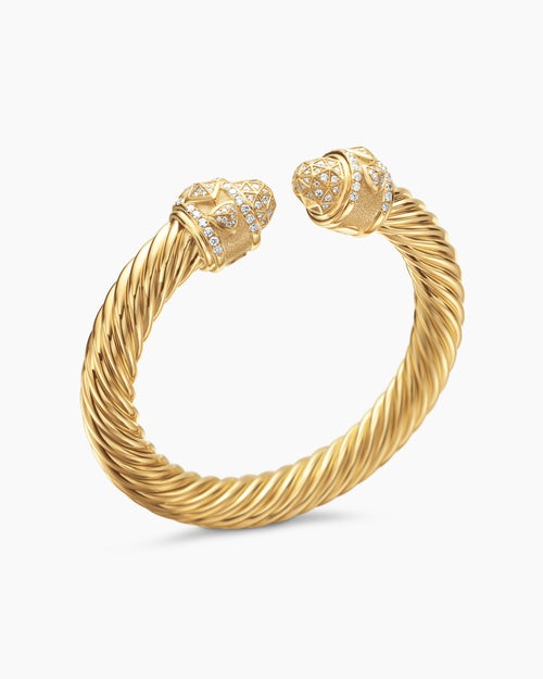 Womens Renaissance® Cablespira® Bracelet in 18K Yellow Gold with Diamonds, 9mm