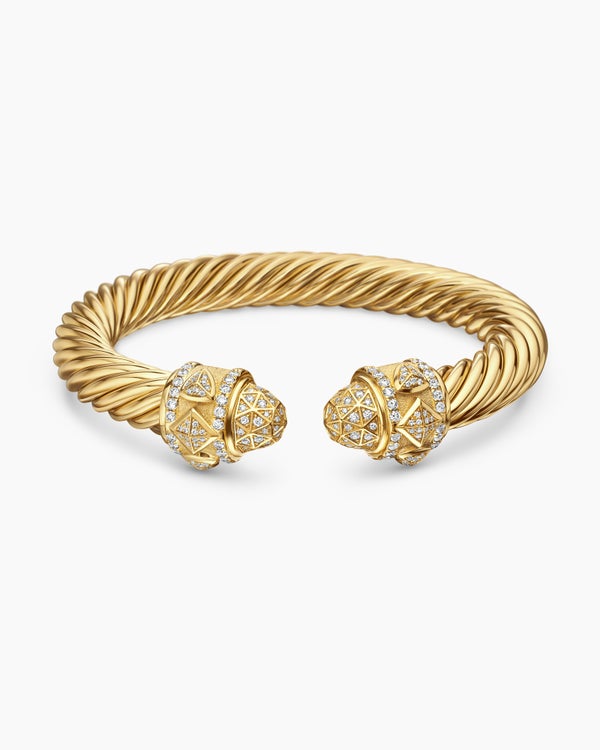 Renaissance Cablespira Bracelet in 18K Yellow Gold with Diamonds, 9mm