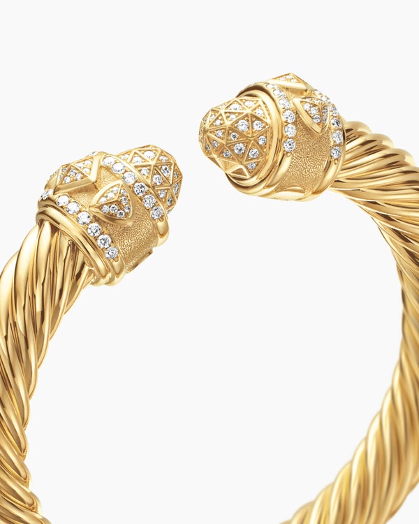 Renaissance Cablespira Bracelet in 18K Yellow Gold with Diamonds, 9mm