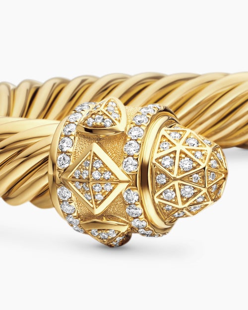 Womens Renaissance® Cablespira® Bracelet in 18K Yellow Gold with Diamonds, 9mm