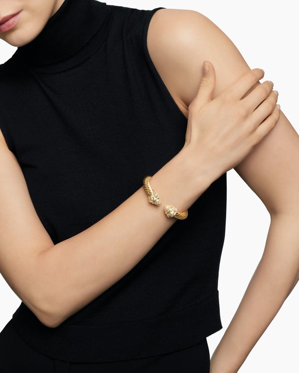 Renaissance Cablespira Bracelet in 18K Yellow Gold with Diamonds, 9mm