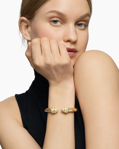 Womens Renaissance® Cablespira® Bracelet in 18K Yellow Gold with Diamonds, 9mm