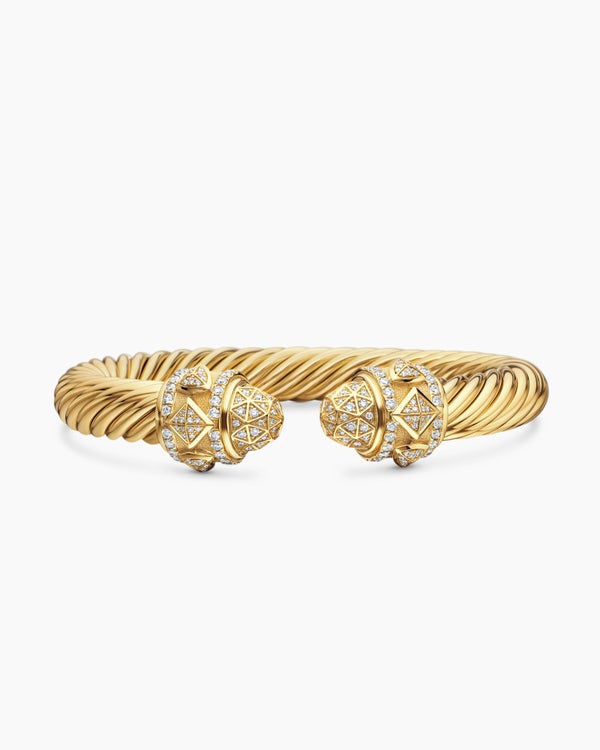 Renaissance Cablespira Bracelet in 18K Yellow Gold with Diamonds, 9mm