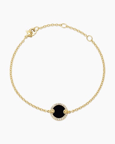 Petite DY Elements® Centre Station Chain Bracelet in 18K Yellow Gold with Black Onyx and Diamonds, 11mm