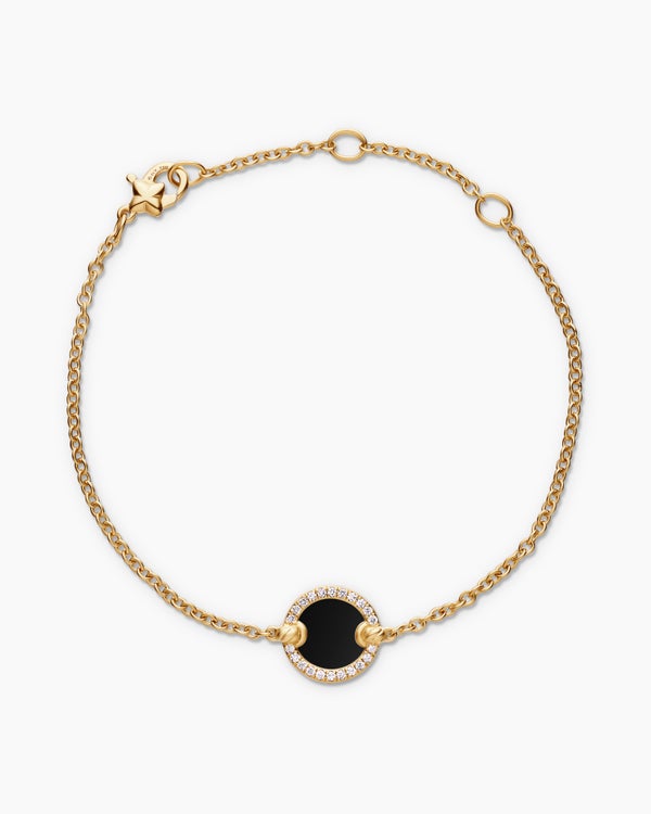 Petite DY Elements® Center Station Chain Bracelet in 18K Yellow Gold with Black Onyx and Diamonds, 11mm