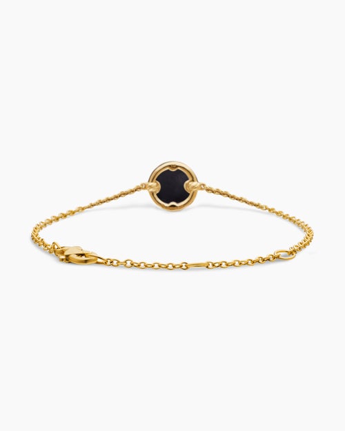 Womens Petite DY Elements® Centre Station Chain Bracelet in 18ct Yellow Gold with Black Onyx and Diamonds, 11mm