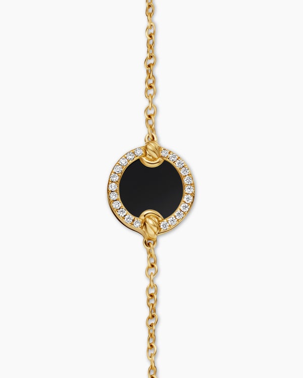 Petite DY Elements® Center Station Chain Bracelet in 18K Yellow Gold with Black Onyx and Diamonds, 11mm