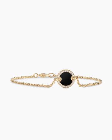 Petite DY Elements® Centre Station Chain Bracelet in 18K Yellow Gold with Black Onyx and Diamonds, 11mm