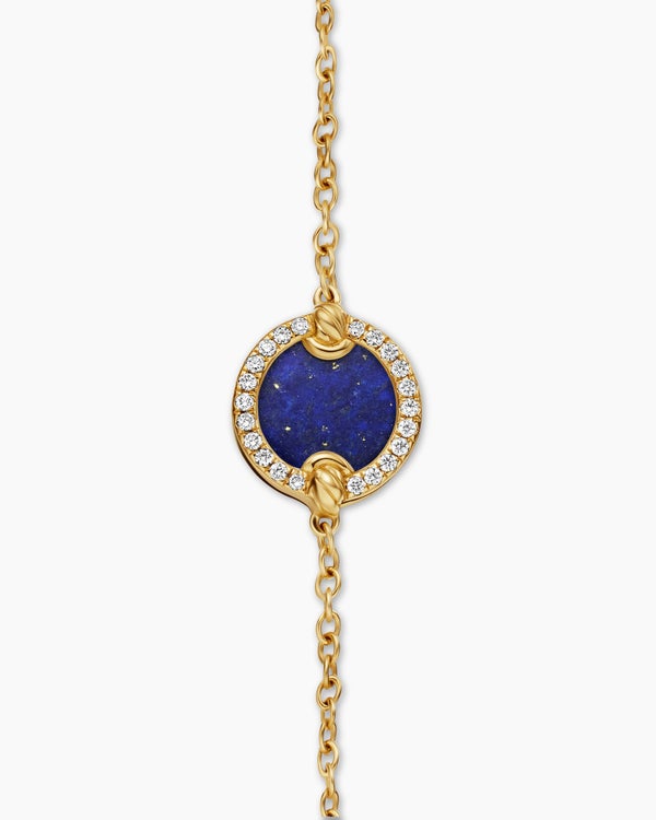 Petite DY Elements® Center Station Chain Bracelet in 18K Yellow Gold with Lapis and Diamonds, 11mm