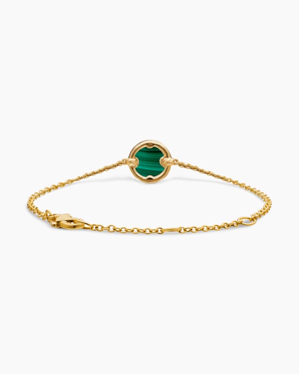 Petite DY Elements® Center Station Chain Bracelet in 18K Yellow Gold with Malachite and Diamonds, 11mm
