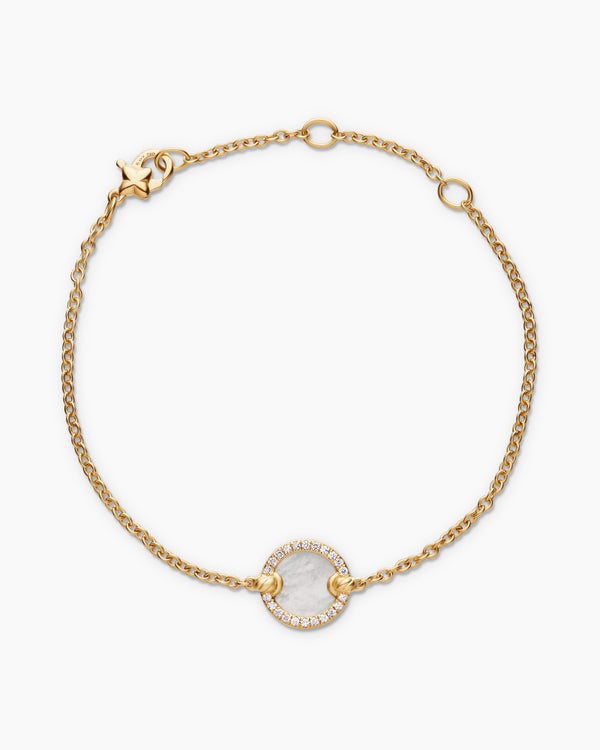 Petite DY Elements® Center Station Chain Bracelet in 18K Yellow Gold with Mother of Pearl and Diamonds, 11mm