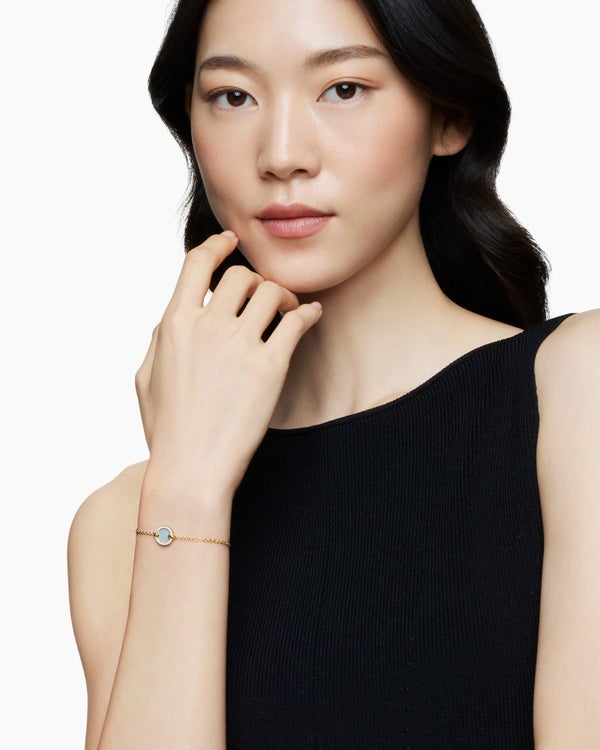 Petite DY Elements® Center Station Chain Bracelet in 18K Yellow Gold with Lapis and Diamonds, 11mm