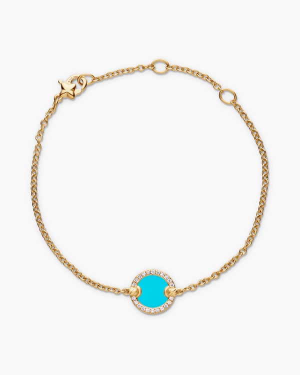Petite DY Elements® Centre Station Chain Bracelet in 18K Yellow Gold with Turquoise and Diamonds, 11mm