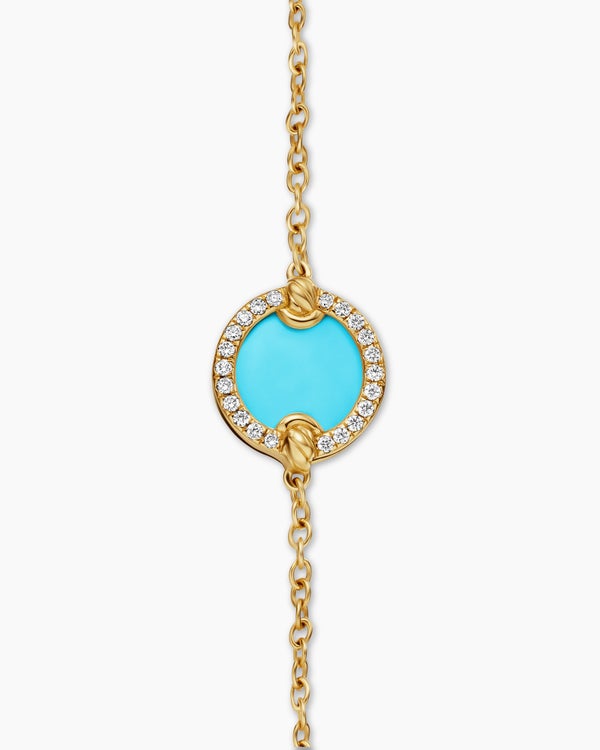 Petite DY Elements® Centre Station Chain Bracelet in 18K Yellow Gold with Turquoise and Diamonds, 11mm