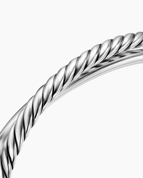 Womens Crossover Two Row Cuff Bracelet in Sterling Silver, 10.7mm