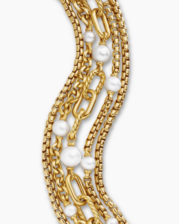 DY Madison® Pearl Multi Row Chain Bracelet in 18K Yellow Gold with Pearls, 25.7mm