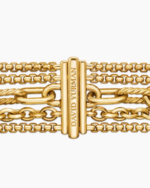 Womens DY Madison® Pearl Multi Row Chain Bracelet in 18K Yellow Gold with Pearls, 25.7mm