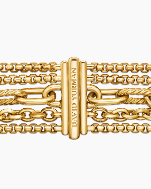 DY Madison® Pearl Multi Row Chain Bracelet in 18K Yellow Gold with Pearls, 25.7mm