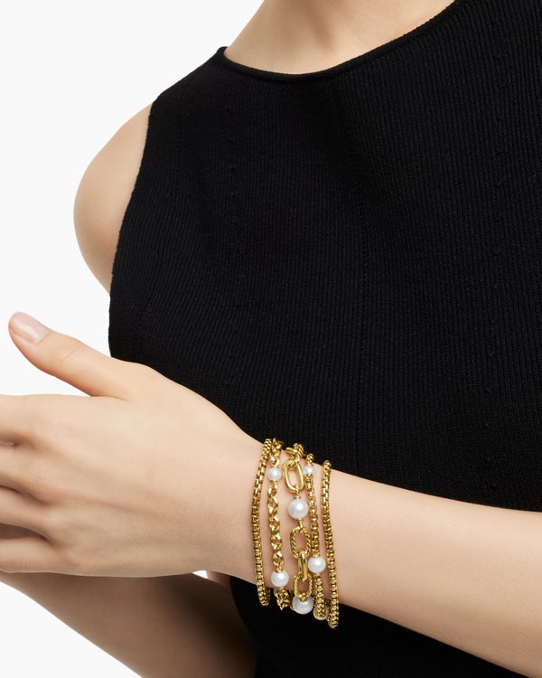 DY Madison® Pearl Multi Row Chain Bracelet in 18K Yellow Gold with Pearls, 25.7mm