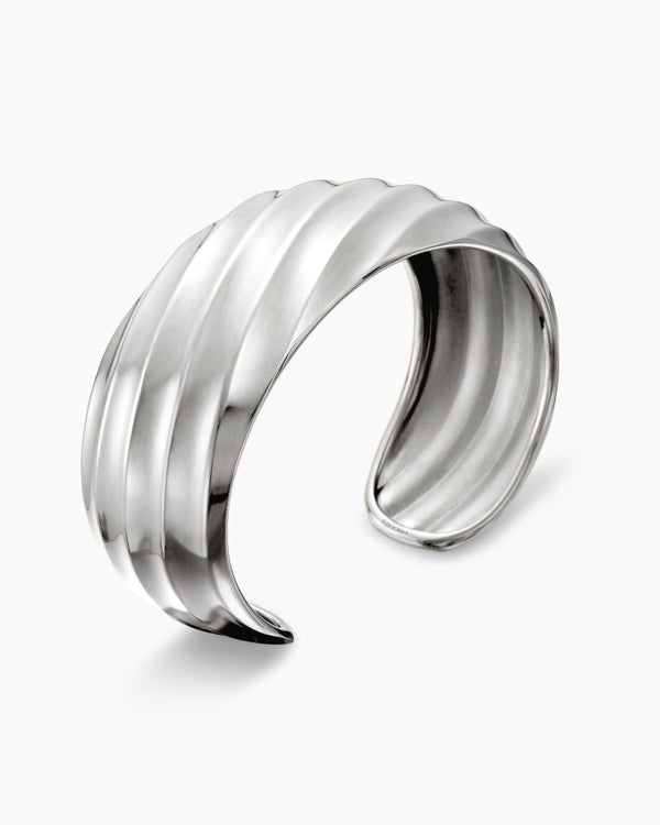 Cable Edge Cuff Bracelet in Sterling Silver, 24mm