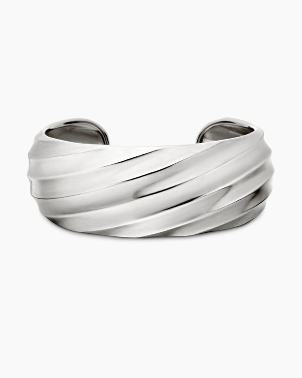 Cable Edge Cuff Bracelet in Sterling Silver, 24mm