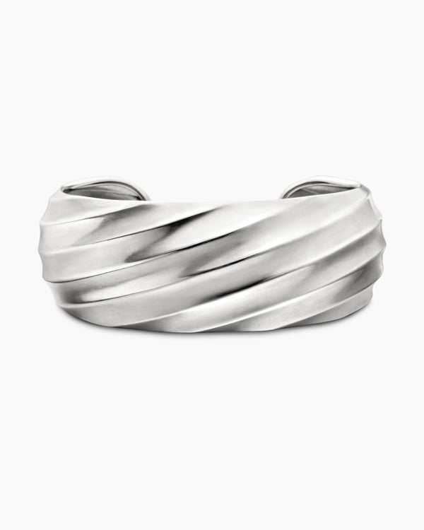 Cable Edge Cuff Bracelet in Sterling Silver, 24mm