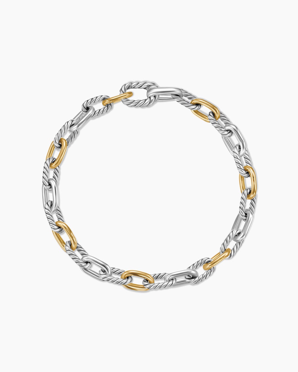 Womens DY Madison Chain Bracelet in Sterling Silver with 18K Yellow Gold, 5.5mm